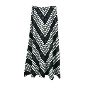 Vintage 80’s Deadstock Black White Striped Gold Sparkly Maxi Skirt Women Sz 12
